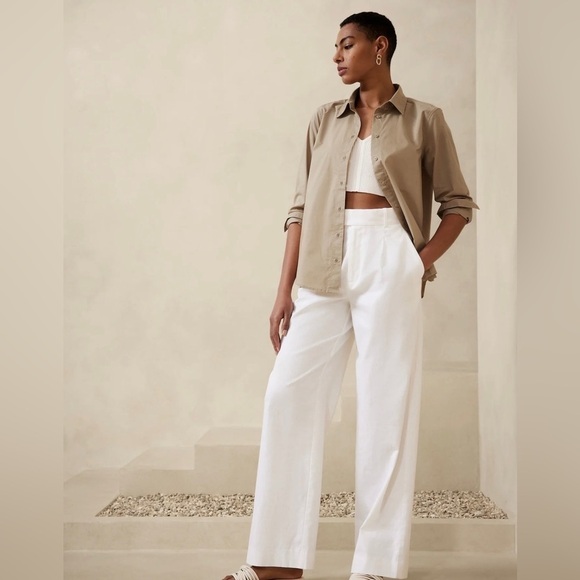 NWT! Banana Republic White High-Rise Linen Blend Pant - Multiple Sizes 💛 - Picture 2 of 7